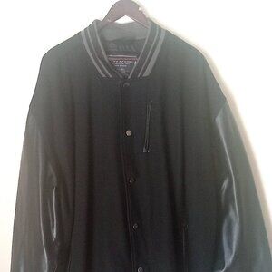 Men's Big and Tall Black Varsity Jacket Size 4XL